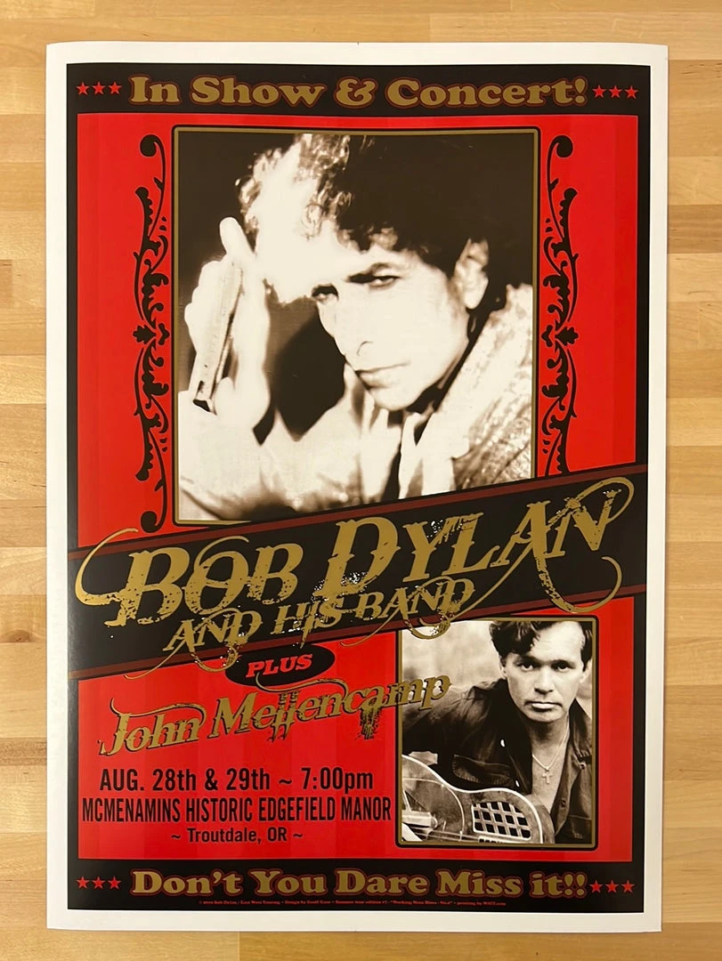 Gig Posters Bob Dylan - 2010 Geoff Gans Poster Troutdale, OR John Mellencamp 4 Gig Posters Bob Dylan - 2010 Geoff Gans Poster Troutdale, OR John Mellencamp
