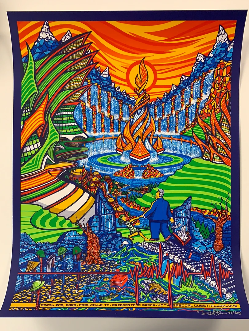 Pearl Jam - 2020 Brad Klausen Poster Nashville, TN S/N Ed Bridgestone Arena Gig Posters 4 Pearl Jam - 2020 Brad Klausen Poster Nashville, TN S/N Ed Bridgestone Arena Gig Posters