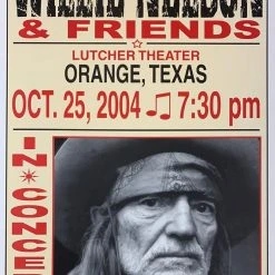 Willie Nelson - 2004 Franks Brothers 10/25 Poster Orange, TX Gig Posters
