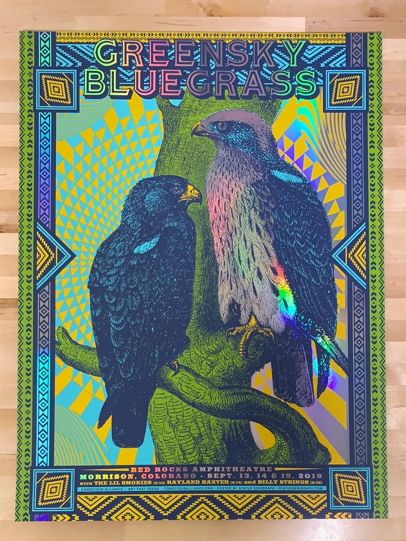 Greensky Bluegrass - 2019 Status Serigraph Poster Red Rocks, Morrison, CO FOIL Colorado 4 Greensky Bluegrass - 2019 Status Serigraph Poster Red Rocks, Morrison, CO FOIL Colorado