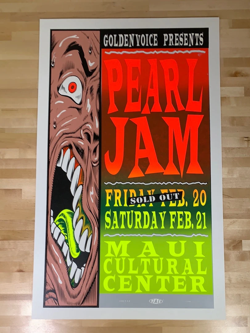 TAZ Gig Posters Pearl Jam - 1998 T.A.Z. Poster Maui, HI Cultural Center Variant 4 TAZ Gig Posters Pearl Jam - 1998 T.A.Z. Poster Maui, HI Cultural Center Variant
