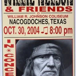 Willie Nelson - 2004 Franks Brothers 10/30 Poster Nacogdoches, TX Gig Posters
