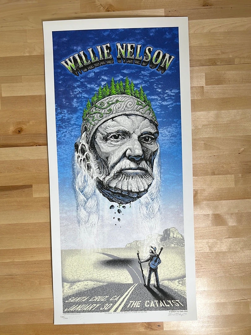 Willie Nelson - 2006 Emek Gan Poster Santa Cruz, CA Catalyst 4 Willie Nelson - 2006 Emek Gan Poster Santa Cruz, CA Catalyst