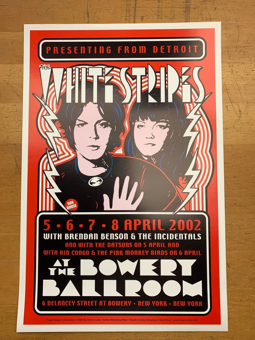 The White Stripes - 2002 Dennis Loren Poster New York Bowery Ballroom Gig Posters 4 The White Stripes - 2002 Dennis Loren Poster New York Bowery Ballroom Gig Posters