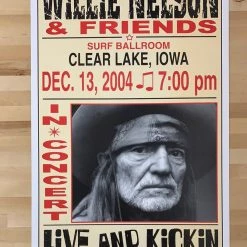 Willie Nelson - 2004 Franks Brothers 12/13 Poster Clear Lake, IA Gig Posters 5 Willie Nelson - 2004 Franks Brothers 12/13 Poster Clear Lake, IA Gig Posters