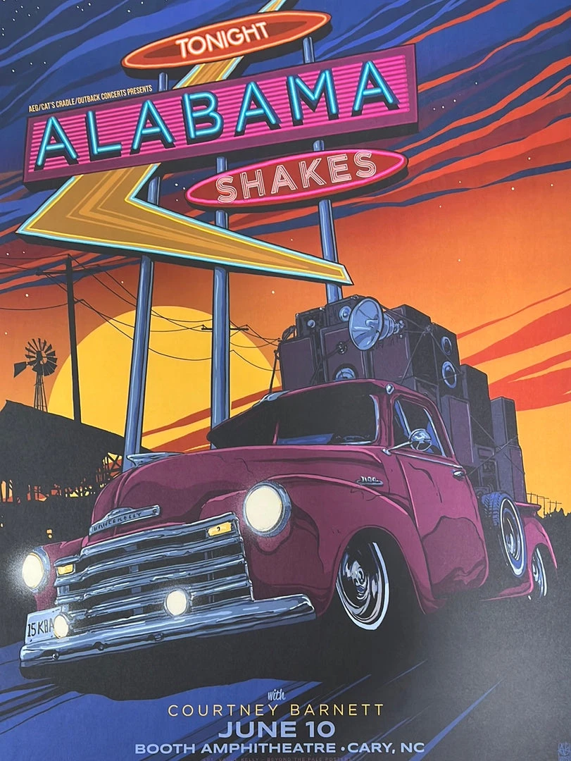 Gig Posters Alabama Shakes - 2015 Vance Kelly Poster Cary, NC Booth Amph 3 Gig Posters Alabama Shakes - 2015 Vance Kelly Poster Cary, NC Booth Amph