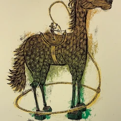 Tiny Cowboy - 2009 Dan Grzeca Poster Art Print Green/Gold 21/200 Art Prints