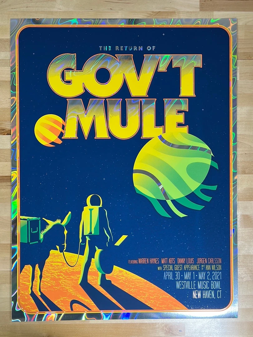Gov't Mule - 2021 Mike Tallman Poster New Haven, CT FOIL 4 Gov't Mule - 2021 Mike Tallman Poster New Haven, CT FOIL