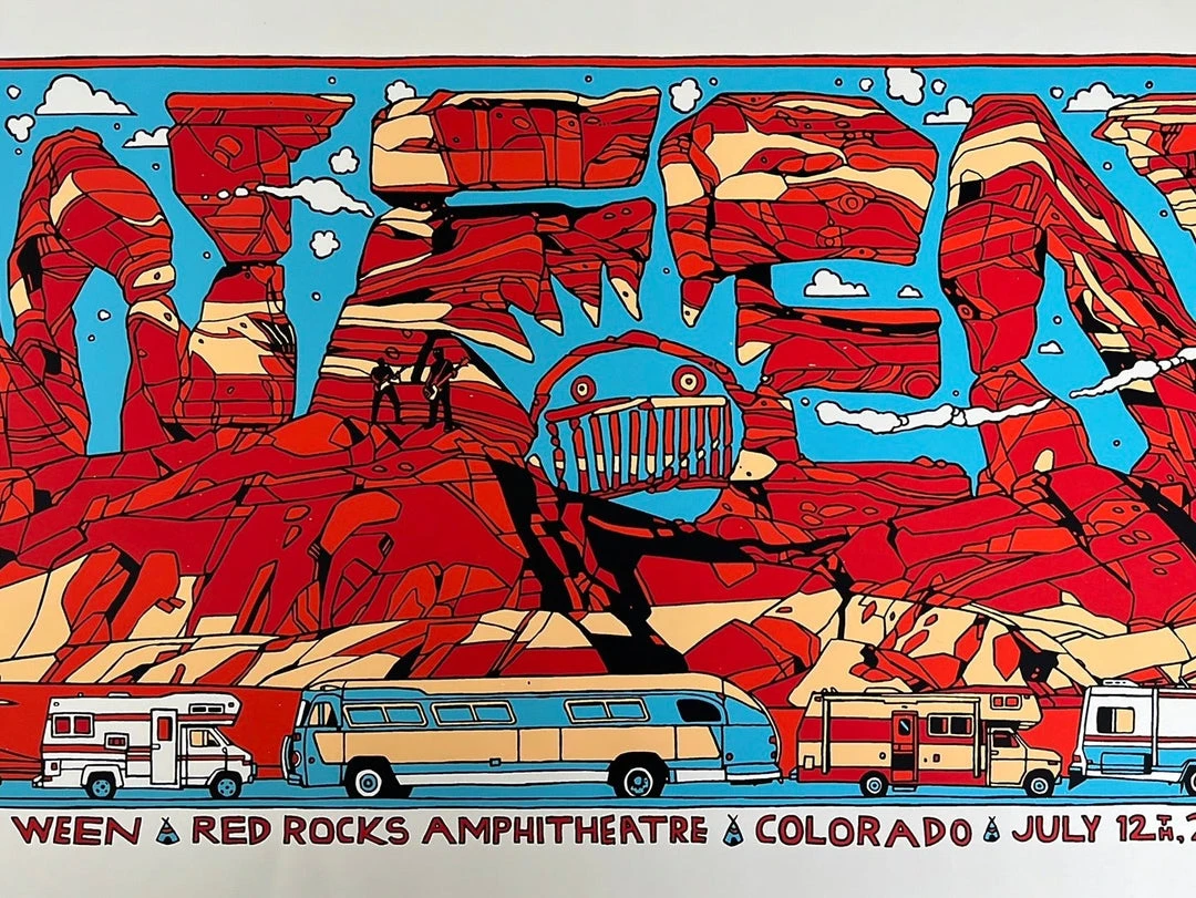 Ween - 2017 Tyler Stout Poster Red Rocks Morrison, CO Colorado 3 Ween - 2017 Tyler Stout Poster Red Rocks Morrison, CO Colorado