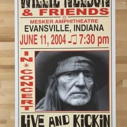 Willie Nelson - 2004 Franks Brothers 6/11 Poster Evansville, IN Gig Posters