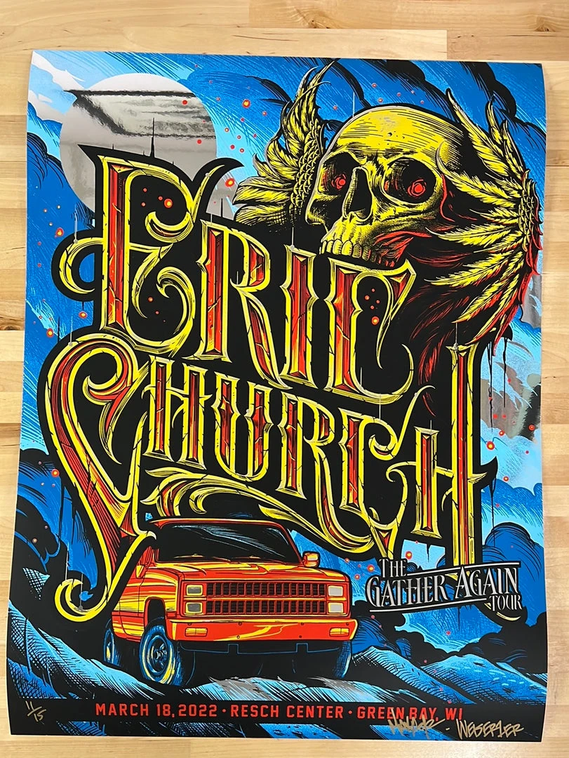 Eric Church - 2022 Maxx242 Poster Green Bay, WI Mirror FOIL 3/18 4 Eric Church - 2022 Maxx242 Poster Green Bay, WI Mirror FOIL 3/18