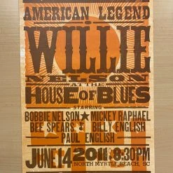 Gig Posters Willie Nelson - 2011 Hatch Show Print 6/14 Poster North Myrtle Beach, South Carolina