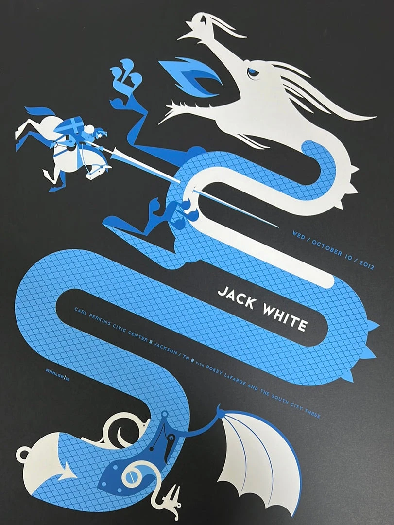 Gig Posters Jack White - 2012 Tom Whalen Poster Jackson, TN 3 Gig Posters Jack White - 2012 Tom Whalen Poster Jackson, TN