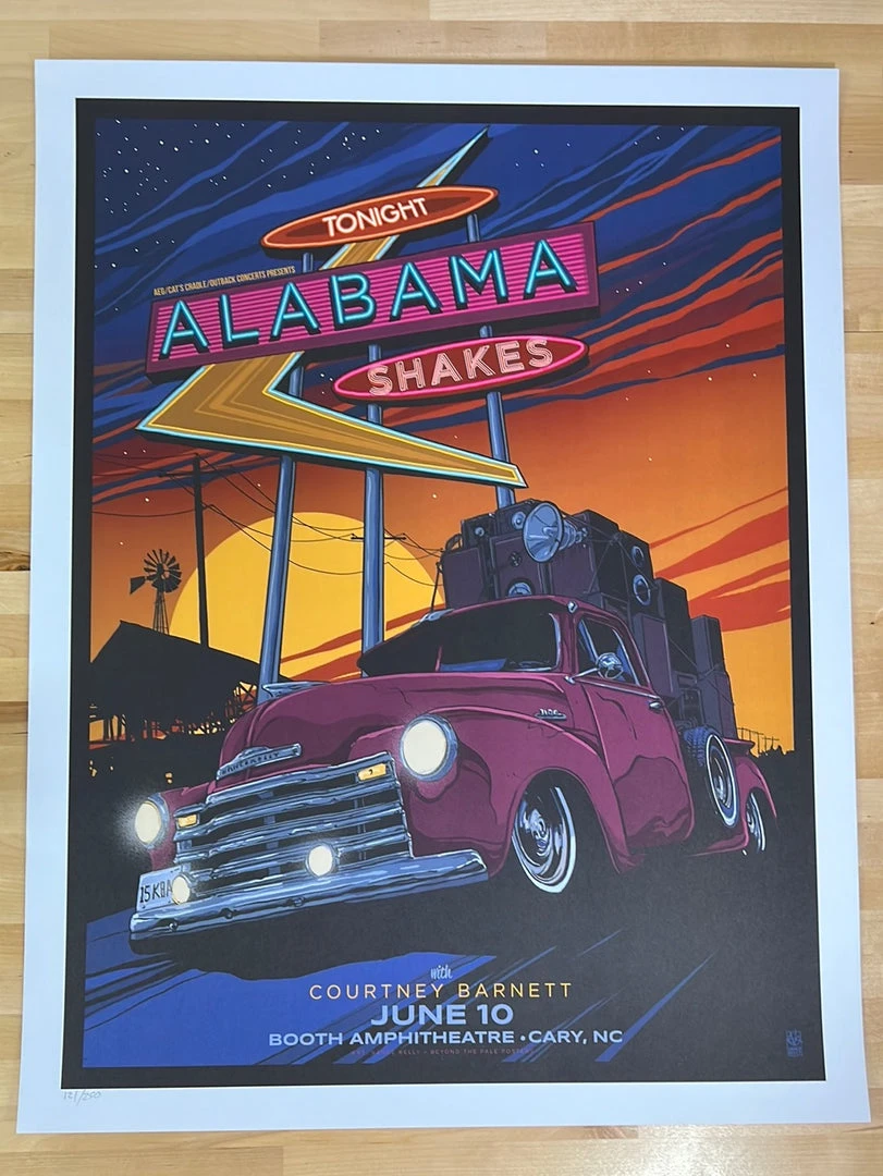 Gig Posters Alabama Shakes - 2015 Vance Kelly Poster Cary, NC Booth Amph 4 Gig Posters Alabama Shakes - 2015 Vance Kelly Poster Cary, NC Booth Amph