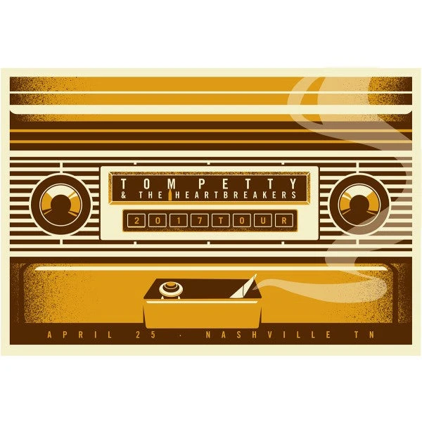 Gig Posters Tom Petty - 2017 Dan Stiles Poster Nashville, TN 40th Anniversary Tour 4/25 3 Gig Posters Tom Petty - 2017 Dan Stiles Poster Nashville, TN 40th Anniversary Tour 4/25