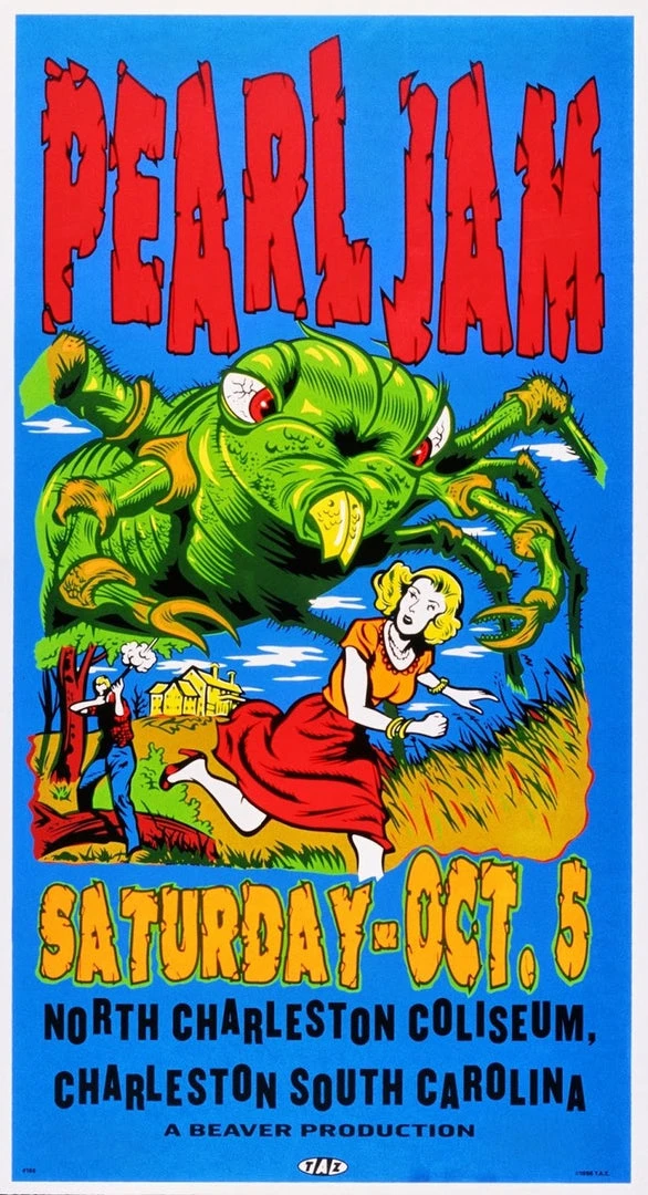Pearl Jam - 1996 TAZ Poster Charleston South Carolina S/N Gig Posters 3 Pearl Jam - 1996 TAZ Poster Charleston South Carolina S/N Gig Posters