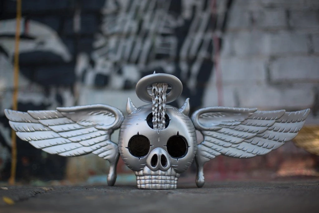 Skully - 2016 David Welker SILVER Statue Vinyl Sculpture Art Prints 4 Skully - 2016 David Welker SILVER Statue Vinyl Sculpture Art Prints